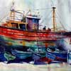 Essaouira Boats, Morocco, Watercolour